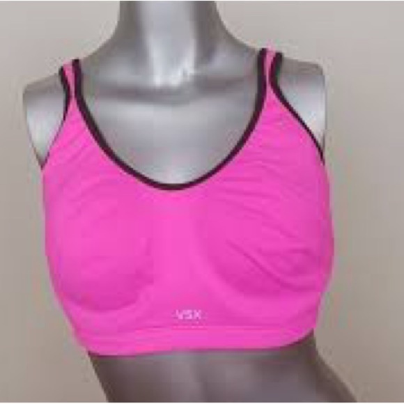 VSX Other - Victoria's Secret VSX Sport Bra 36D Vibrant Pink Padded Underwire Black Trim